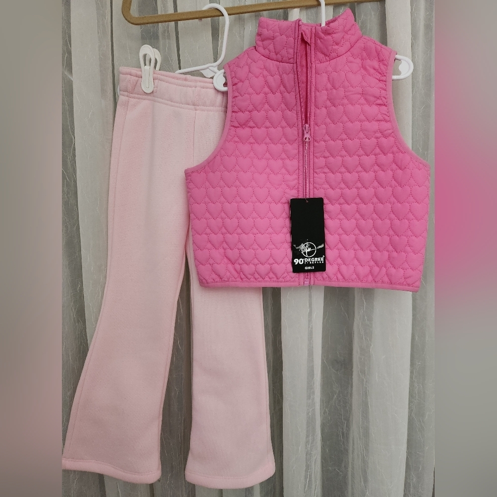 90 Degree By Reflex Pink Quilted Vest and Pants Set, Size 4, NWT - Picture 6 of 6